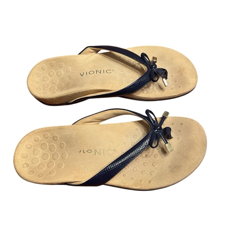 Vionic Bella Navy Strap Thong Sandal Size 6.5M - Picture 3 of 7